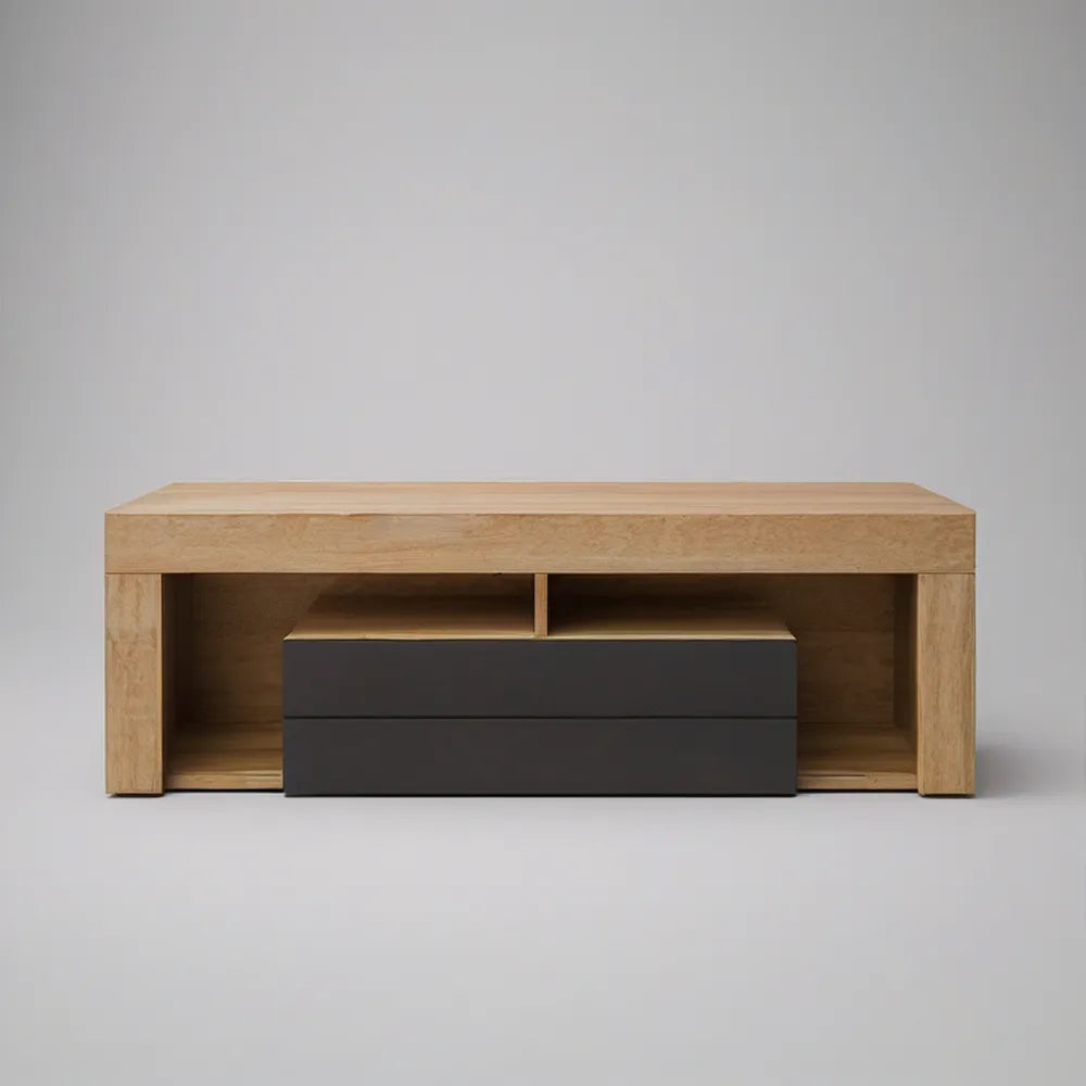 Komoda multimedialna 160 x 40 x 50 cm z fornirem dębowym i 2 szufladami, naturalny dąb/antracyt