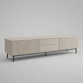 Szafka RTV beżowo-czarna z 2 ryflowanymi drzwiami i 2 szufladami, 180 x 40 x 55 cm