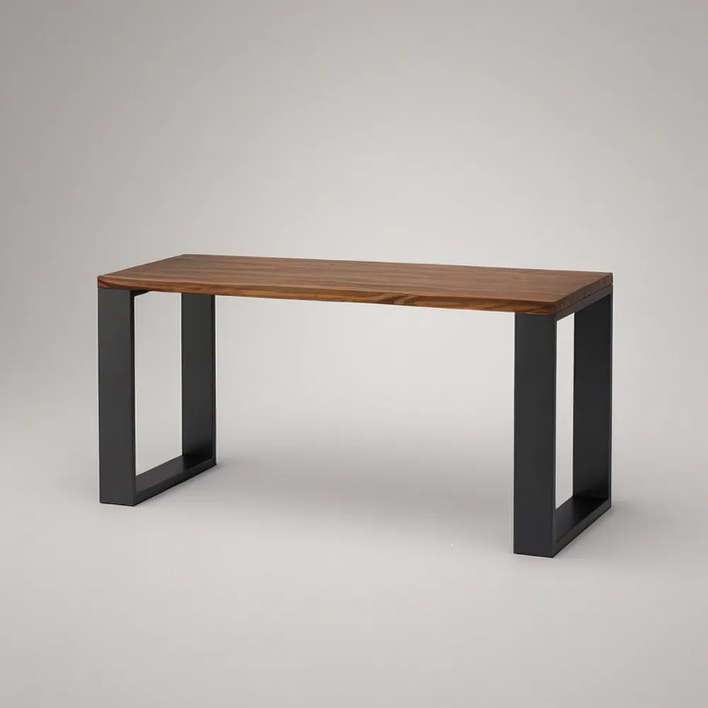 Prostokątny stolik kawowy z litego drewna orzechowego i czarnej stali 110 x 60 x 45 cm
