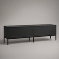 Czarna szafka RTV 160 x 40 x 55 cm z laminowanej płyty wiórowej na stalowych nogach