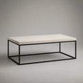 Prostokątny stolik kawowy 100 x 60 x 45 cm z białym blatem ceramicznym i czarną stalową ramą