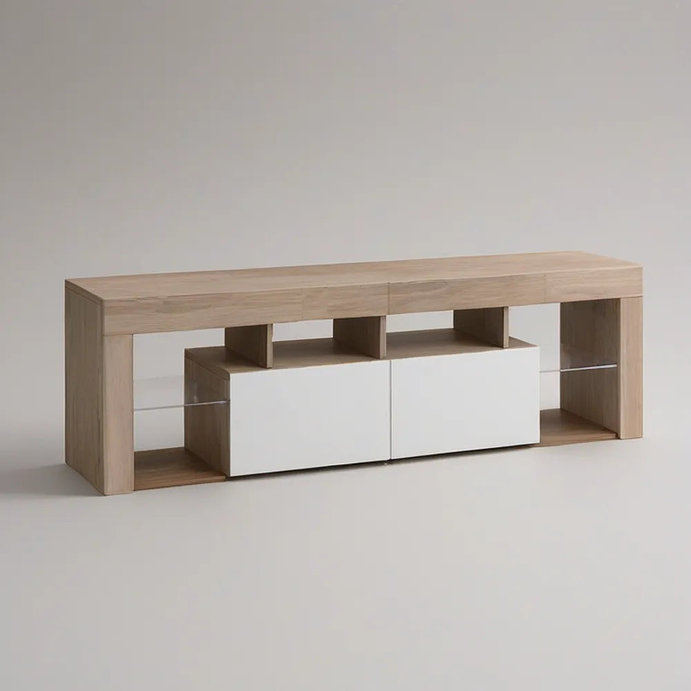 Szafka RTV 180 x 40 x 55 cm w kolorze jasnego dębu i białym