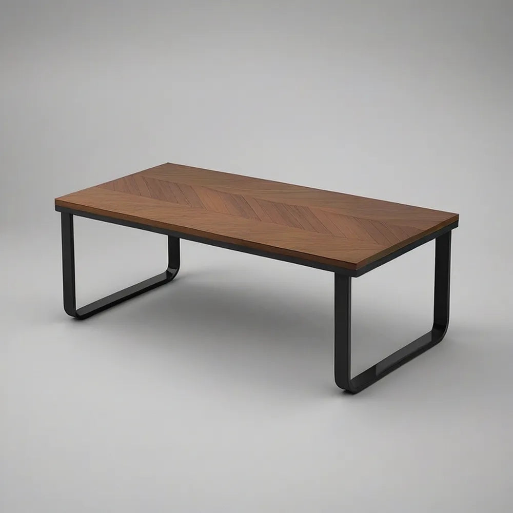 Prostokątny stolik kawowy 100 x 60 x 45 cm z blatem MDF w fornirze dębowym, brązowo-czarny