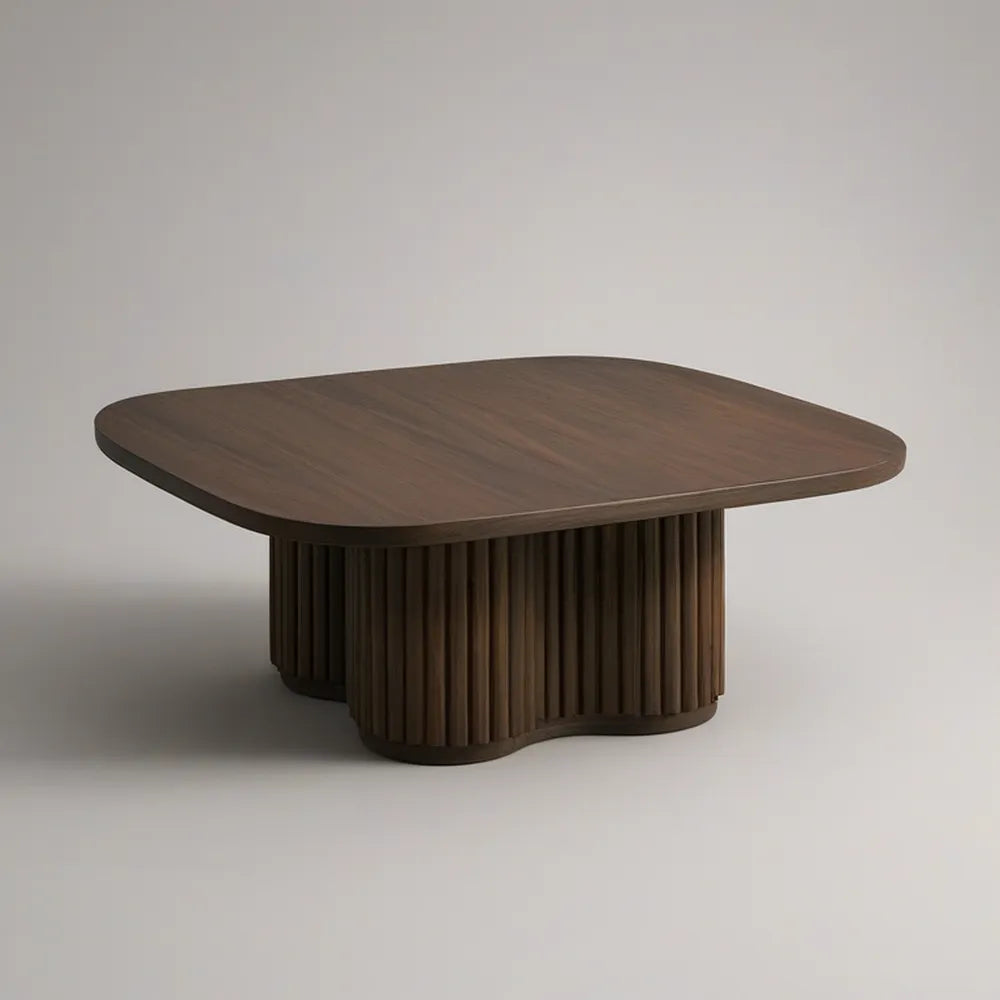 Stolik kawowy owalno-trójkątny 120 x 80 x 40 cm MDF, ciemny orzech