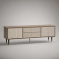 Szafka RTV 160 x 40 x 60 cm z MDF, jasny dąb/beż/czarny/złoty