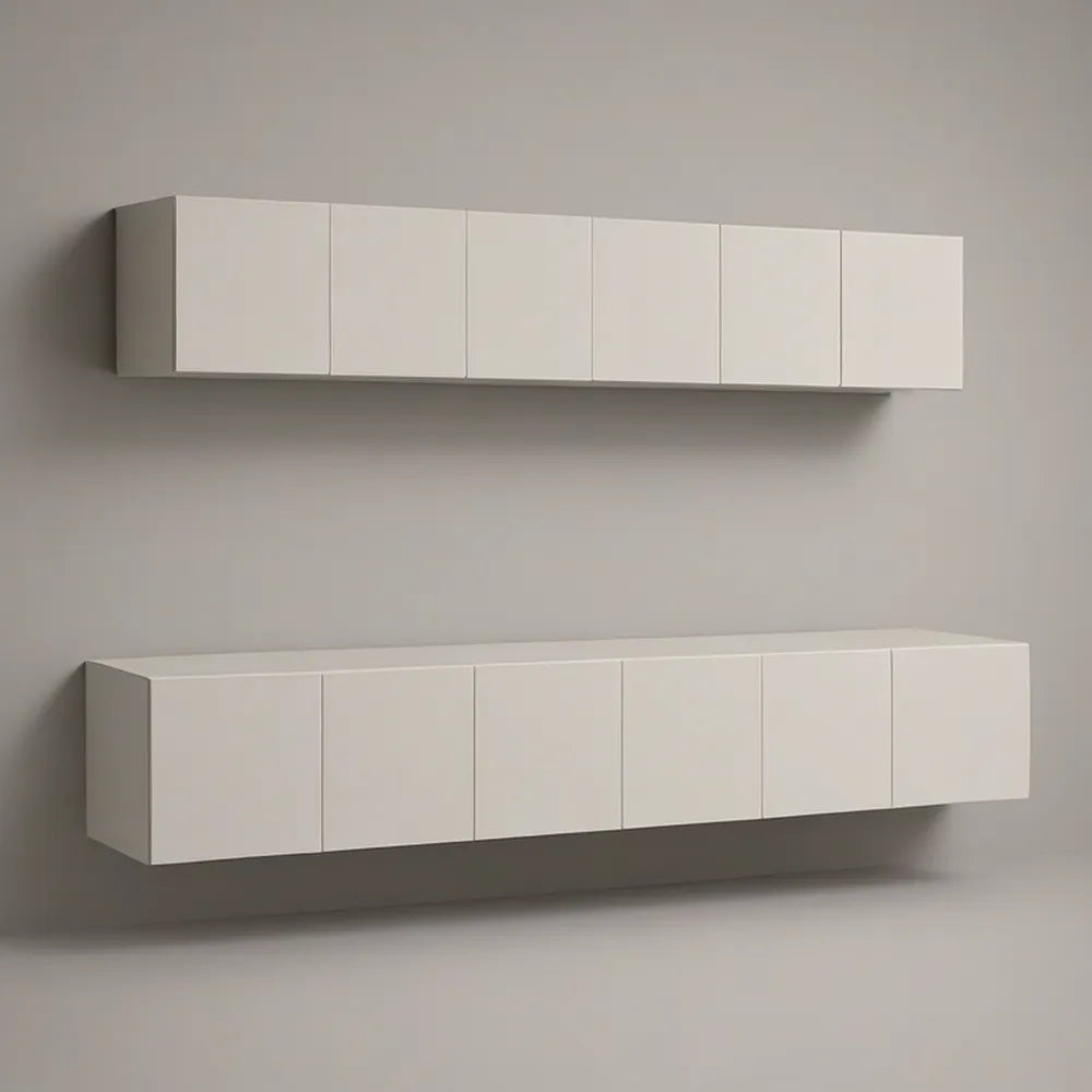 Zestaw 2 wiszących szafek RTV 180 × 35 × 32 cm z płyty MDF, biały mat
