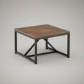 Kwadratowy stolik kawowy 70 x 70 x 45 cm z blatem MDF i stalową ramą, Brązowy/Czarny